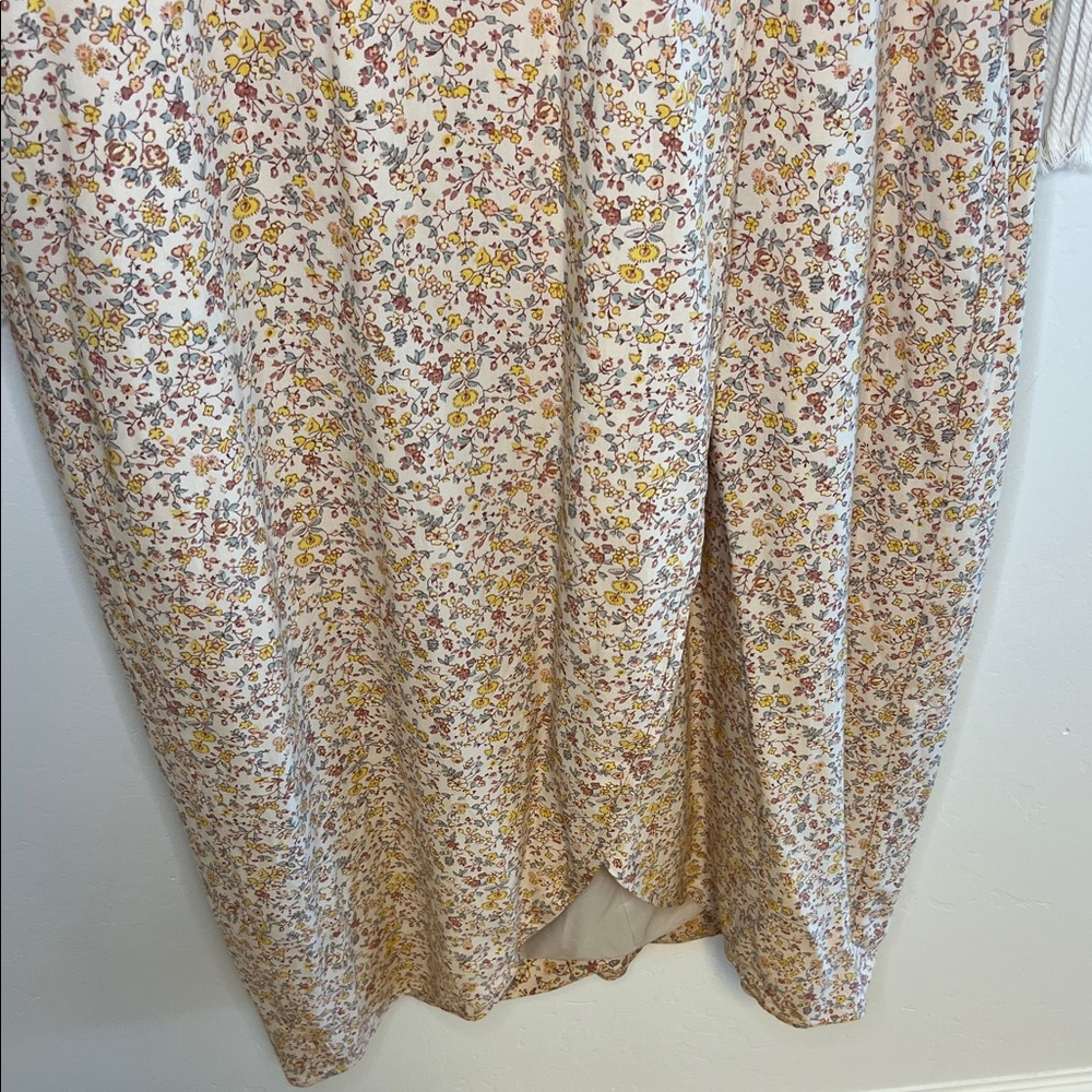 Madewell Cream and Mustard Floral Wrap Midi Dress - Picture 6 of 8